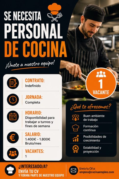 Se necesita personal de cocina
