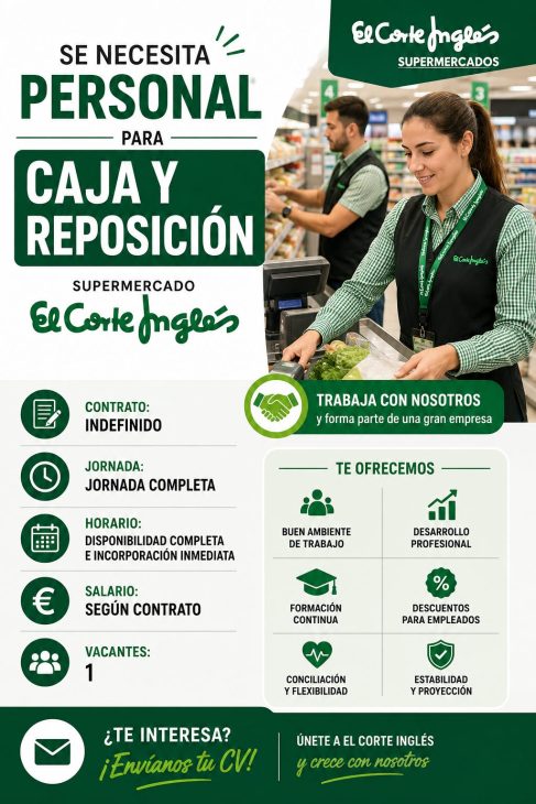 Se necesita personal para caja y reposición – Supermercado El Corte Inglés