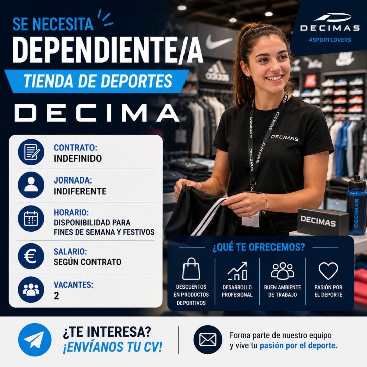 Dependiente/a tienda de deportes Decima