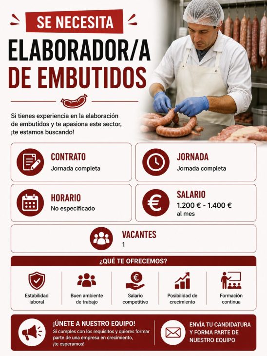 Se necesita elaborador/a de embutidos