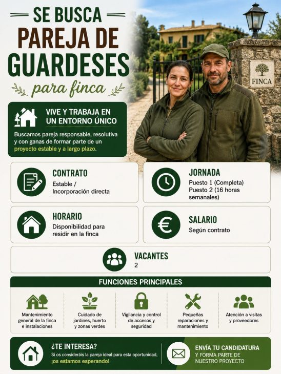 Se busca pareja de guardeses para finca