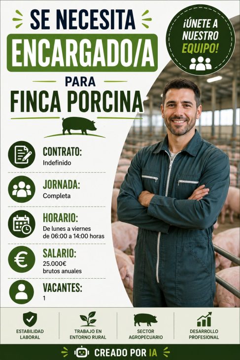 Se necesita encargado/a para finca porcina