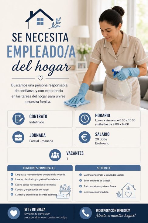 Se necesita empleado/a del hogar