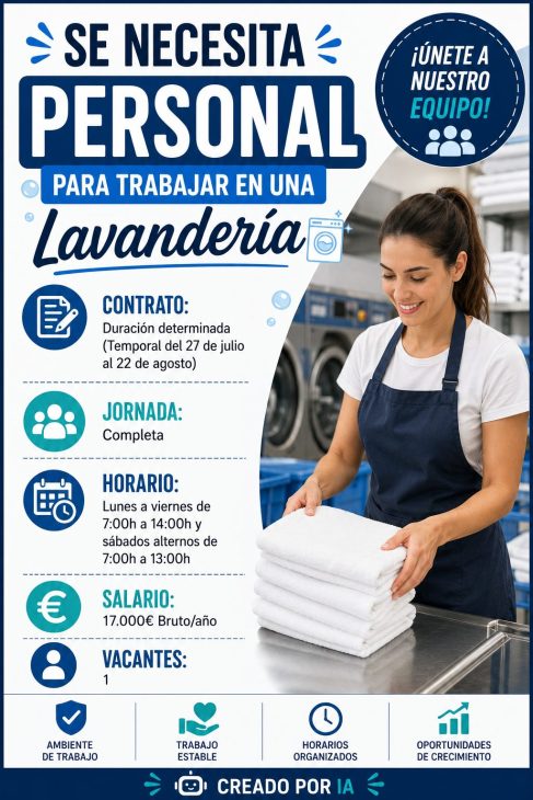 Se necesita personal para trabajar en una lavandería