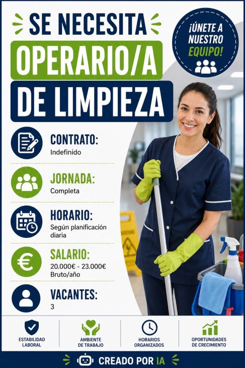 Se necesita operario/a de limpieza