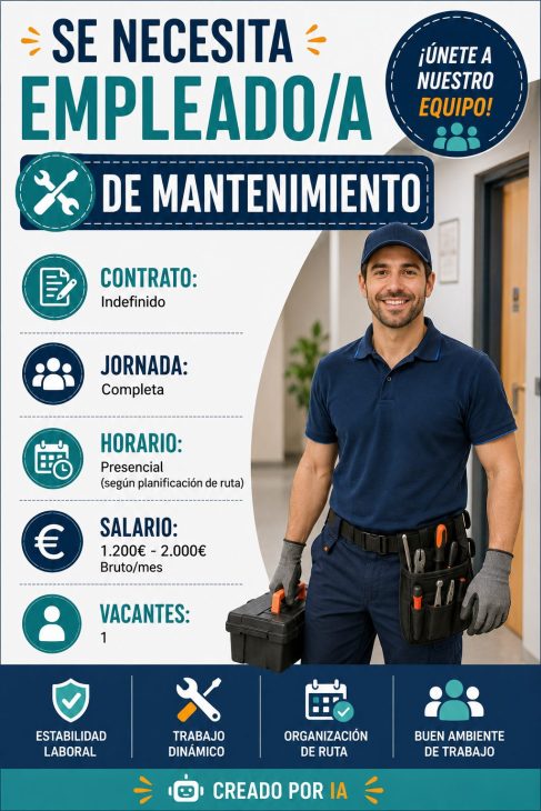 Se necesita empleado/a de mantenimiento