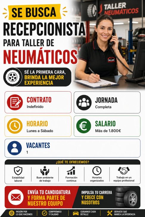 Recepcionista para taller de neumáticos