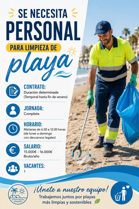 Se necesita personal para limpieza de playa