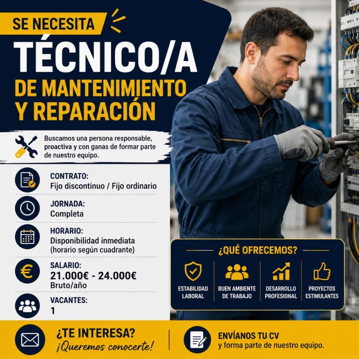 Técnico/a de mantenimiento y reparación