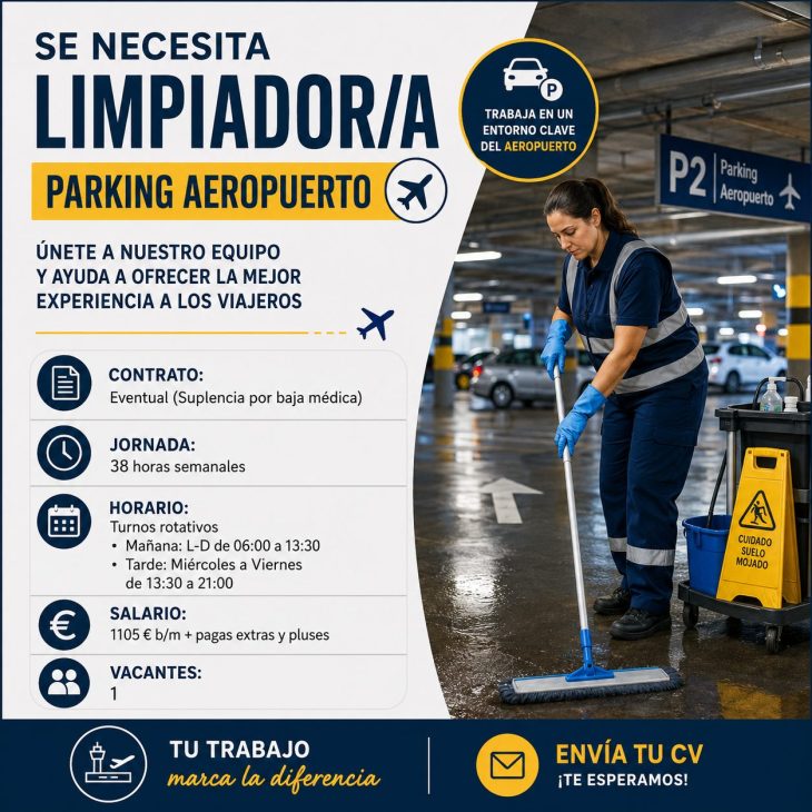 Se necesita limpiador/a parking Aeropuerto