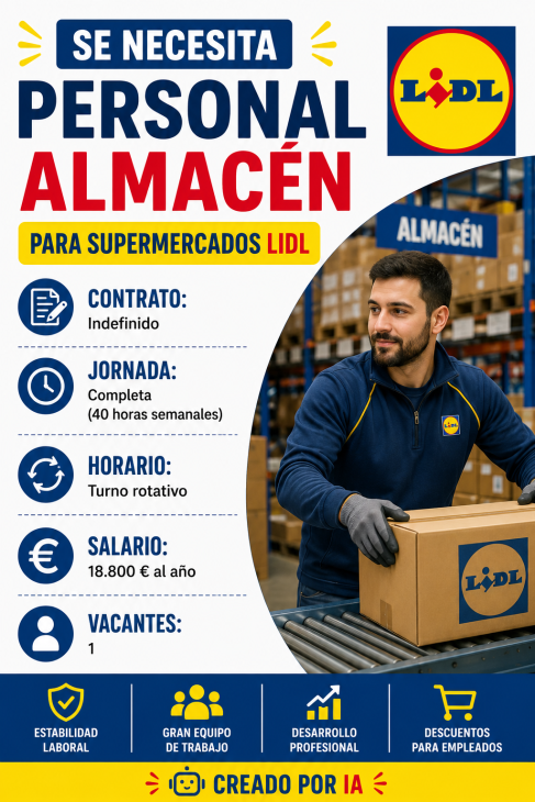 Se necesita personal almacén para supermercados Lidl