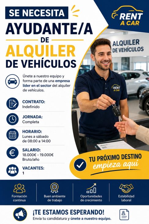 Se necesita ayudante/a de alquiler de vehículos