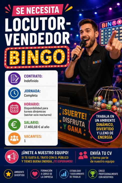 Se necesita locutor-vendedor Bingo