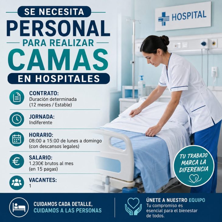 Se necesita personal para realizar camas en hospitales