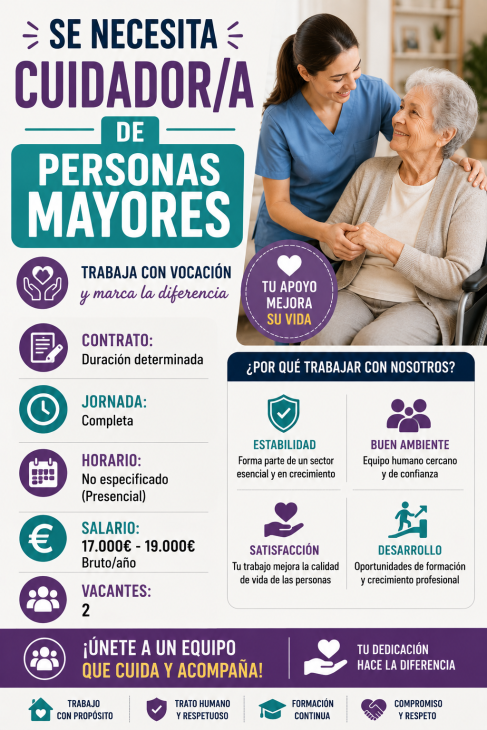 Se necesita cuidador/a de personas mayores