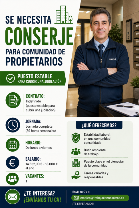 Se necesita conserje para comunidad de propietarios