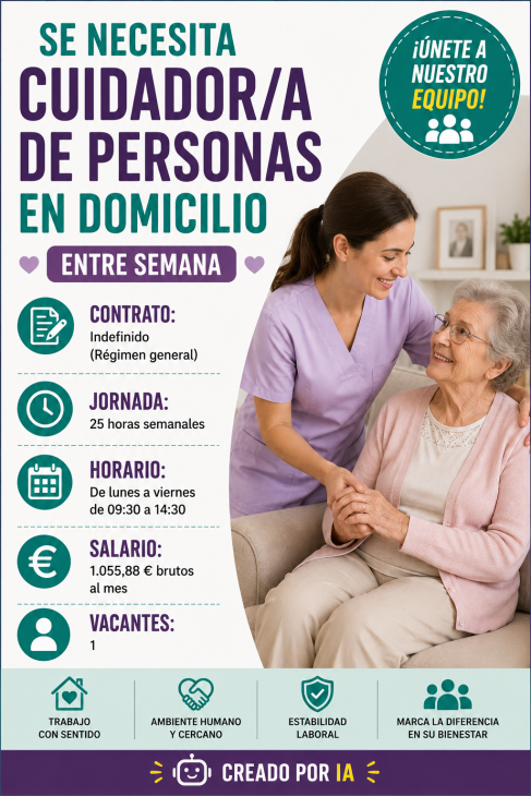 Se necesita cuidador/a de personas en domicilio entre semana
