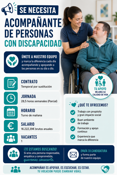Se necesita acompañante de personas con discapacidad