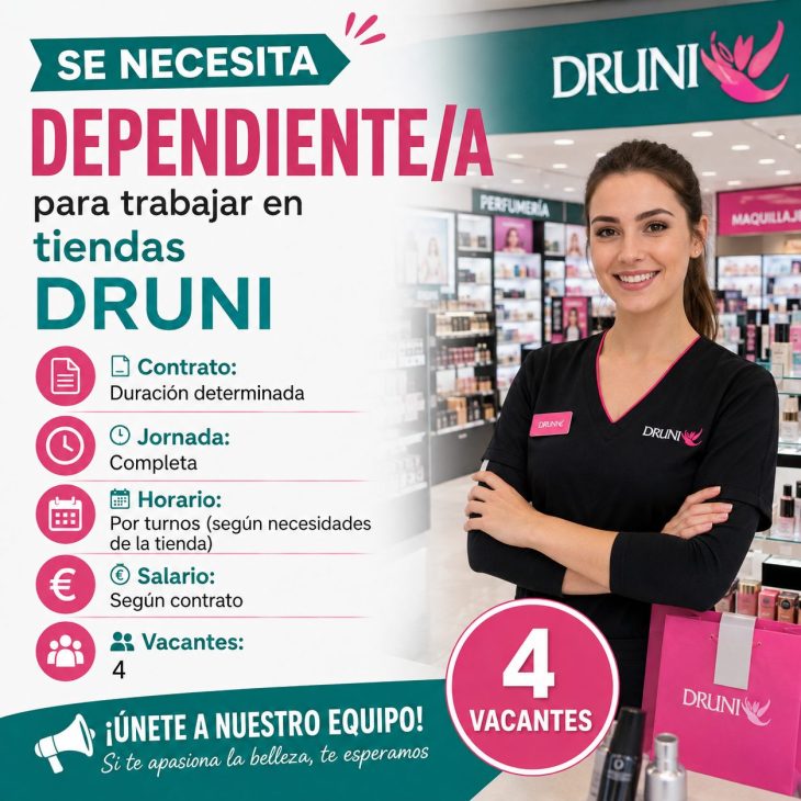 Se necesita dependiente/a para trabajar en tiendas Druni