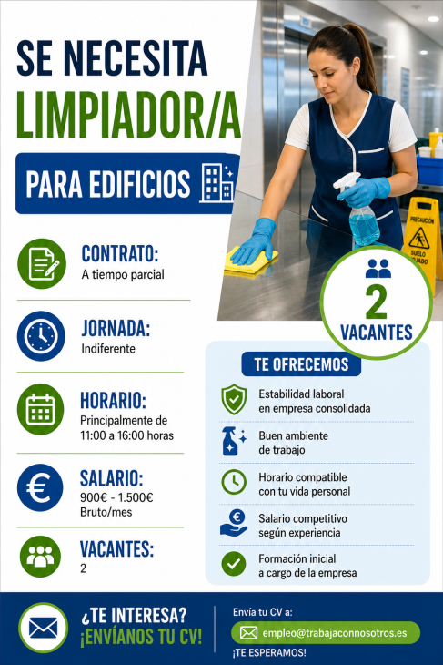 Se necesita limpiador/a para edificios