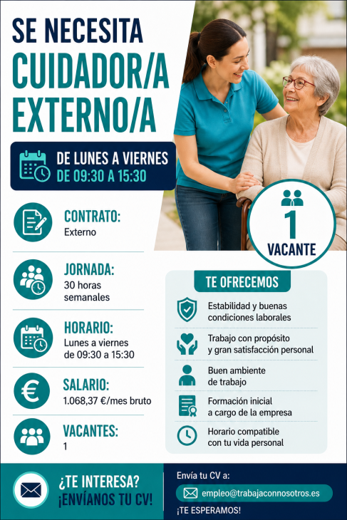 Cuidador/a Externo/a | De Lunes a Viernes de 09:30 a 15:30 |