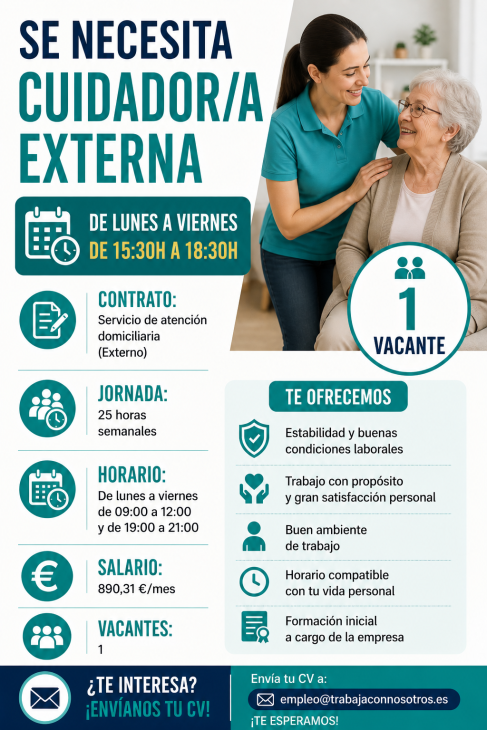 Cuidador/a Externa De Lunes a Viernes de 15:30h a 18:30h