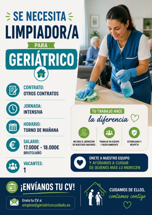 Se necesita limpiador/a para geriátrico
