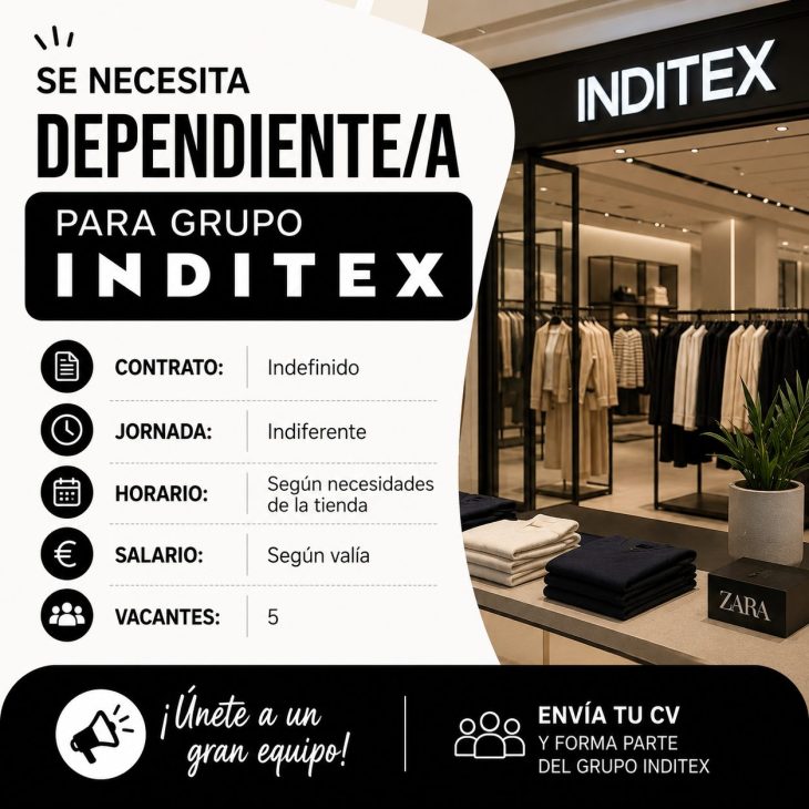 Se necesita dependiente/a para grupo Inditex