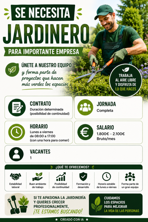 Se necesita jardinero para importante empresa