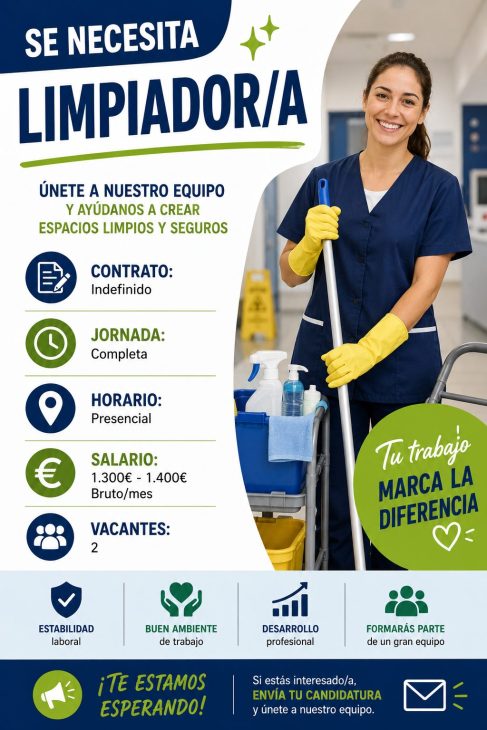 Se necesita limpiador/a