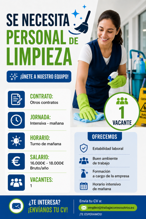 Se necesita personal de limpieza