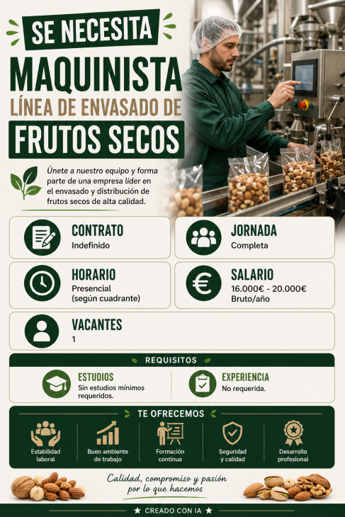 Se necesita maquinista línea de envasado