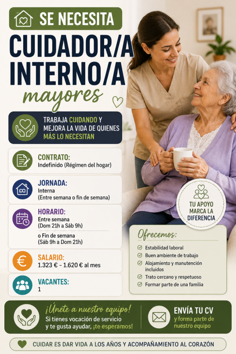 Se necesita cuidador/a interno/a mayores