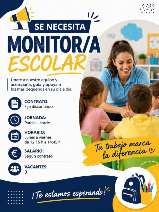 Se necesita monitor/a escolar