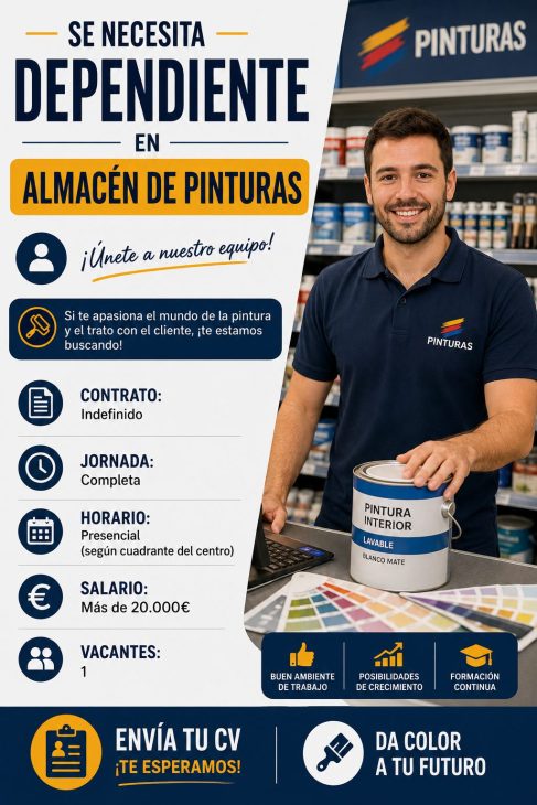 Se necesita dependiente en almacén de pinturas