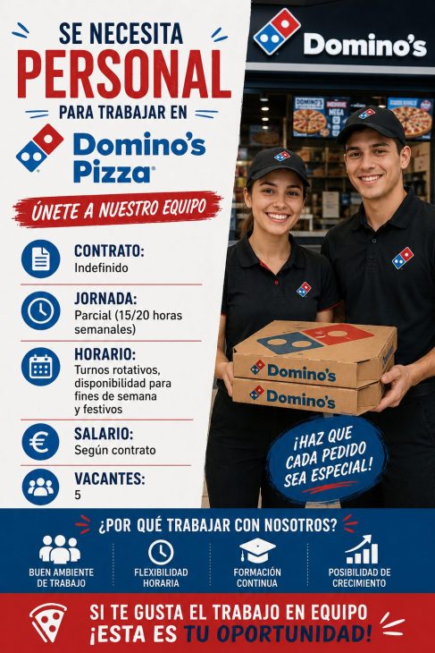Se necesita personal para trabajar en Domino´s pizza
