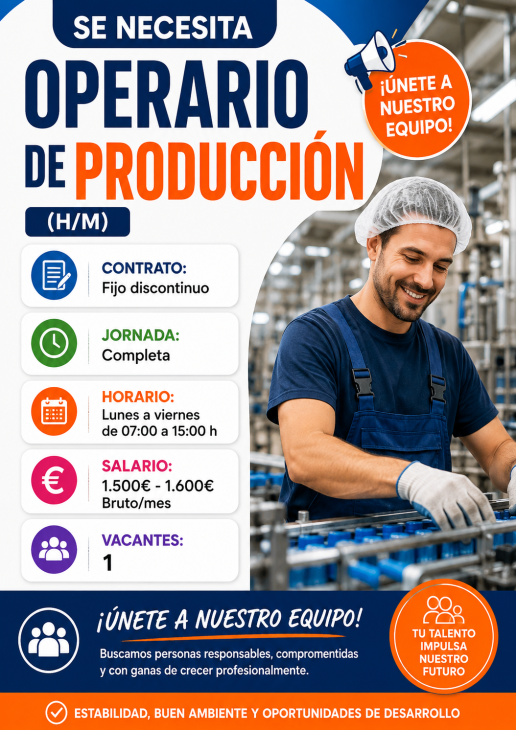Se necesita operario de producción (H/M)