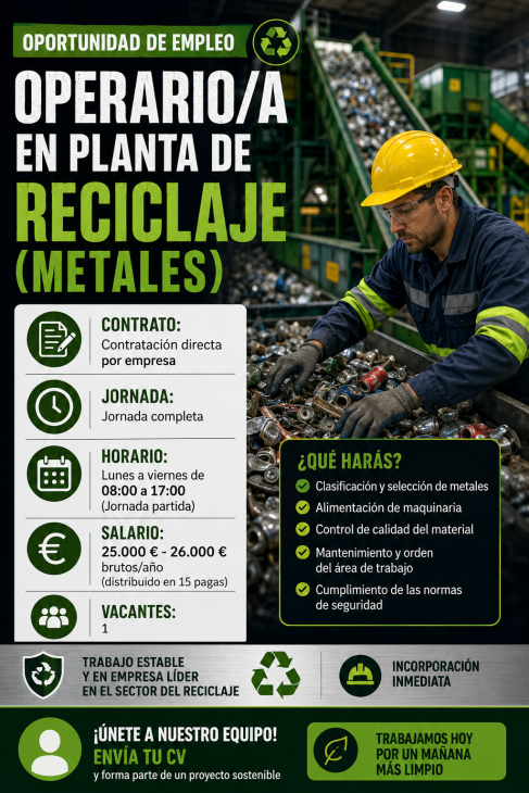 Operario/a en planta de reciclaje ( metales )