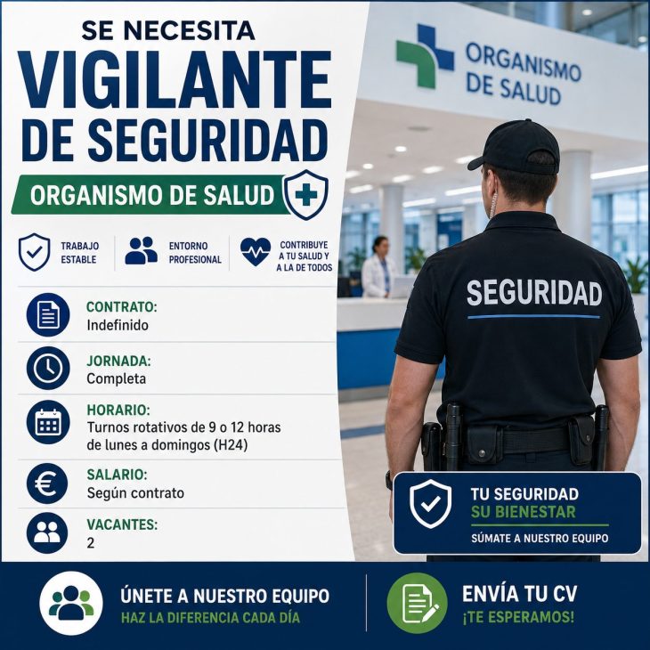 Se necesita vigilante de seguridad – organismo de salud