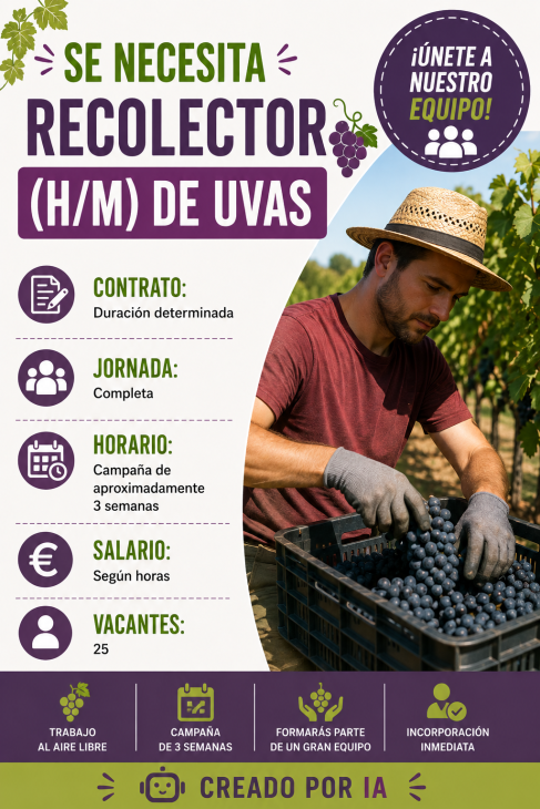 Se necesita recolector (H/M) de uvas