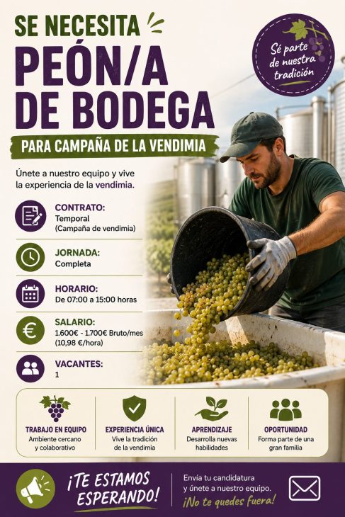 Peón/a de bodega para campaña de la vendimia