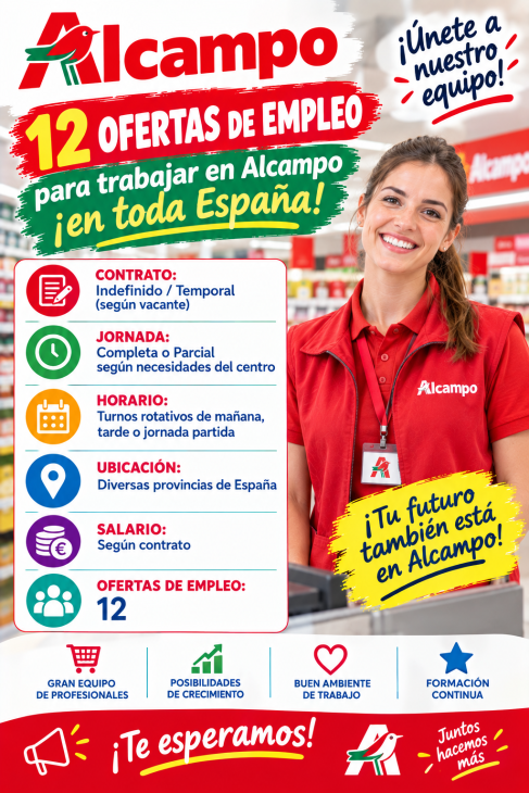 12 ofertas de empleo para trabajar en Alcampo para toda España