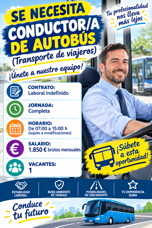 Se necesita Conductor de autobús (transporte de viajeros)