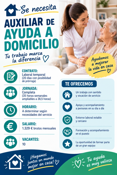 Se necesita auxiliar de ayuda a domicilio