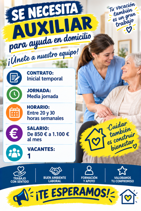 Necesitan auxiliar para ayuda en domicilio