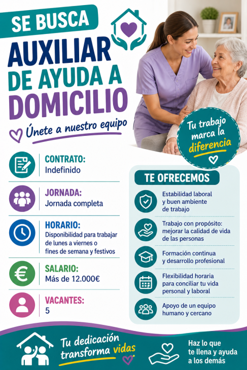 Se busca auxiliar de ayuda a domicilio