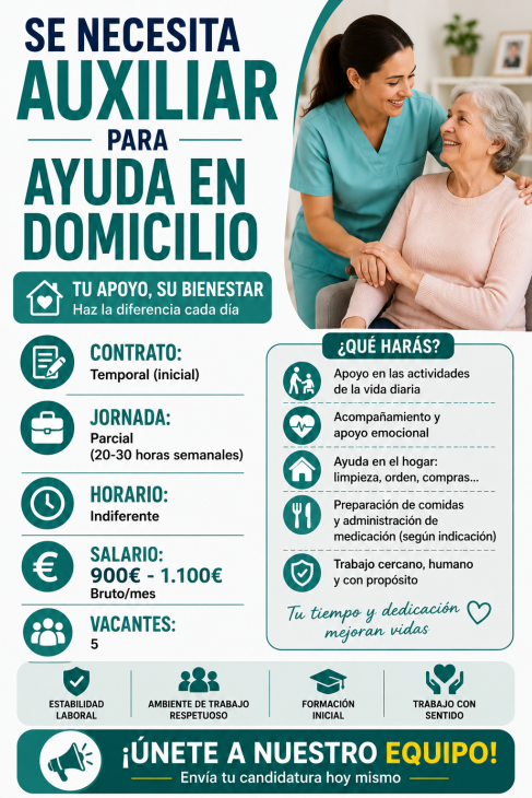 Se necesita auxiliar para ayuda en domicilio