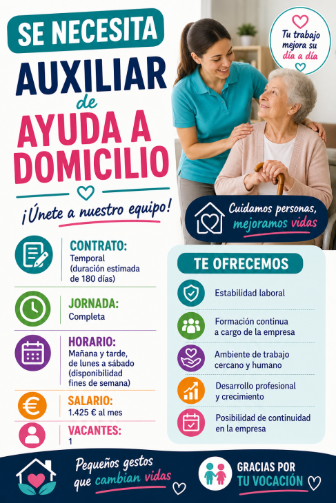 Se necesita Auxiliar de ayuda a domicilio