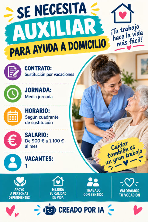 Se necesita auxiliar para ayuda a domicilio