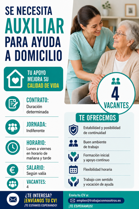 Se necesita auxiliar para ayuda a domicilio